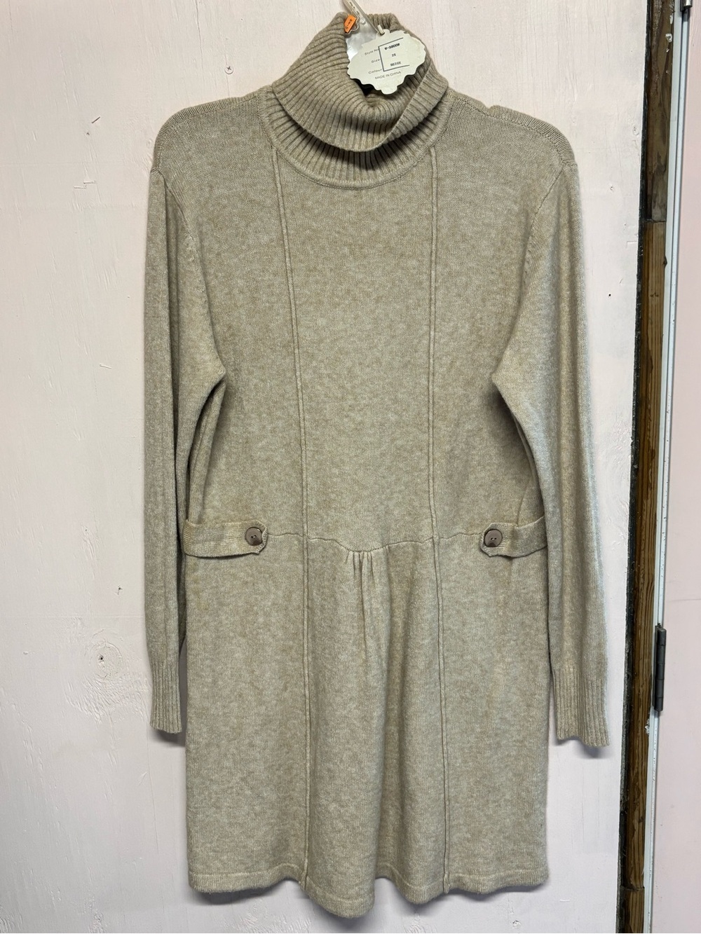 Simply Couture Turtleneck Longline Sweater Dress - Cream